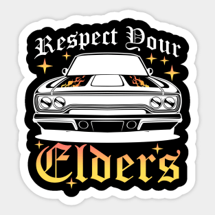 Funny Car Guy Classic Muscle Car Respect Your Elders Sticker